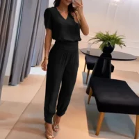 Fashion Short Sleeve Tshirt Pants Set Office Lady Casual - Image 5