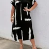 Plus Size Women Fashion Casual Dresses Summer Elegant Printing