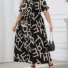 Plus Size Women Fashion Casual Dresses Summer Elegant Printing - Image 4
