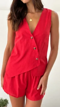 2025 Summer New Solid Color Short Two Piece Set Women Fashion - Image 7