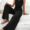 New Elegant Women Solid Jumpsuit Casual Fashion Sleeveless Rompers Office Lady V Neck Jumpsuits - Image 5