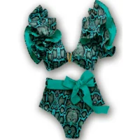 Two-Pieces Women Floral 2025 Push-Up Padded Bra Ruffles Bandage Bikini Set - Image 15
